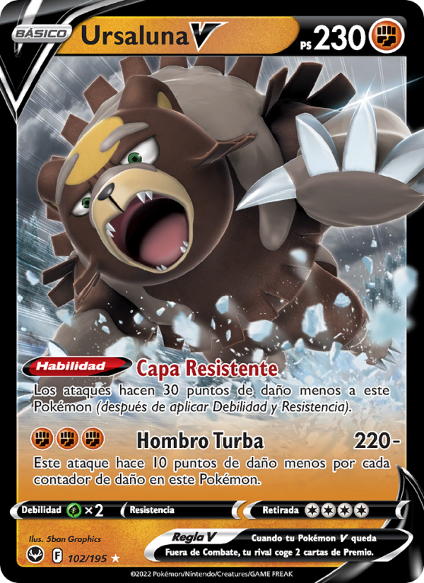 Ursaluna V 102 — Tempestad Plateada (Spanish Pokémon TCG card)
