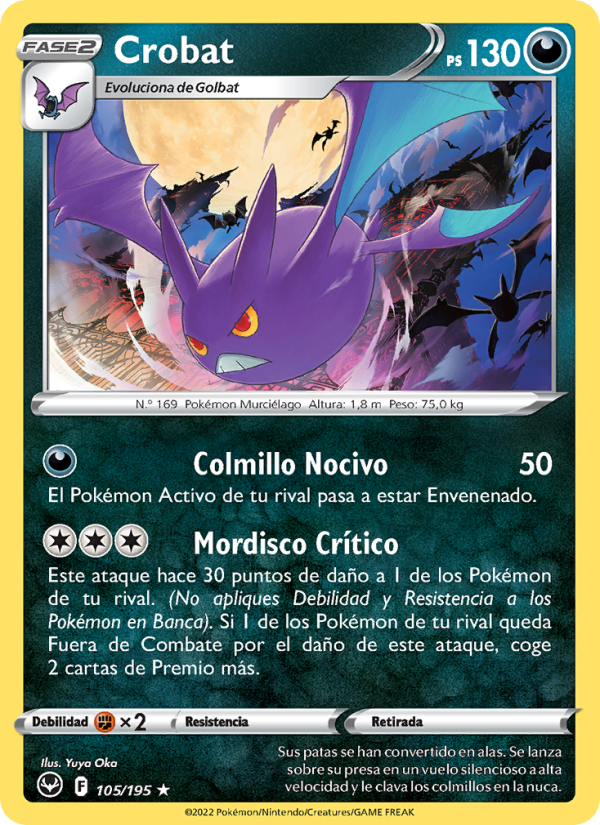Crobat 105 — Tempestad Plateada (Spanish Pokémon TCG card)