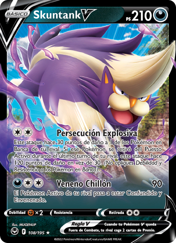 Skuntank V 108 — Tempestad Plateada (Spanish Pokémon TCG card)