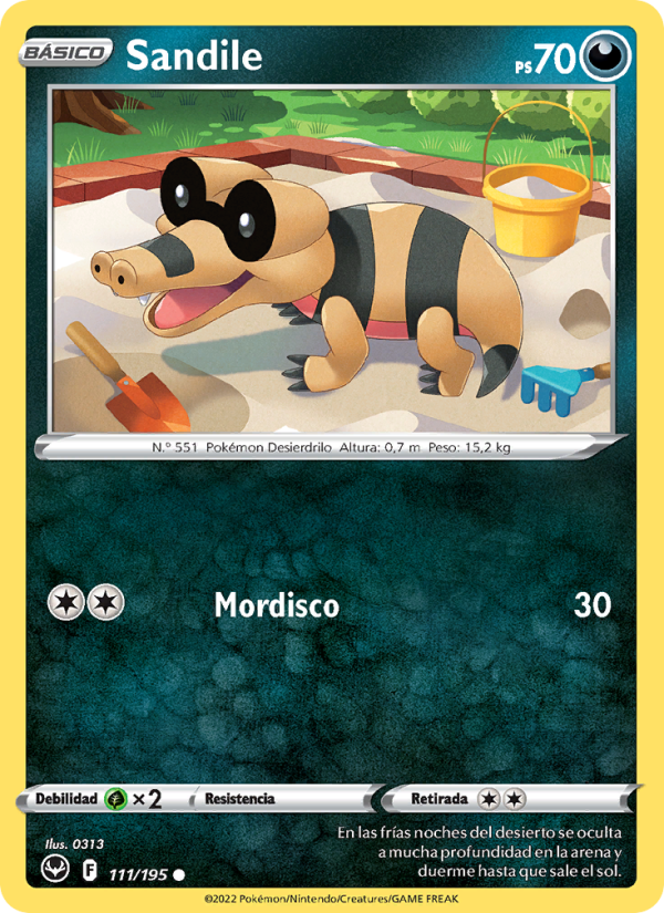 Sandile 111 — Tempestad Plateada (Spanish Pokémon TCG card)