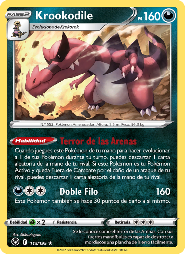 Krookodile 113 — Tempestad Plateada (Spanish Pokémon TCG card)