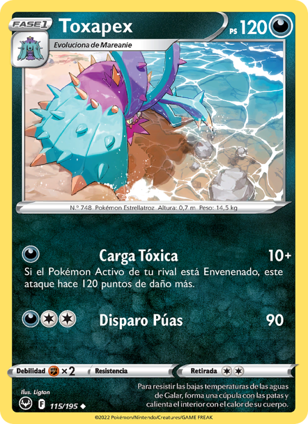 Toxapex 115 — Tempestad Plateada (Spanish Pokémon TCG card)