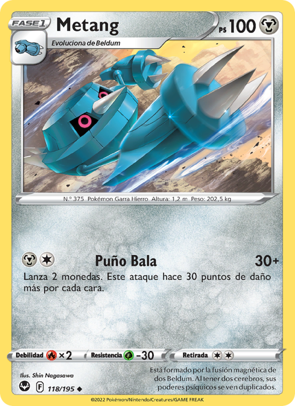 Metang 118 — Tempestad Plateada (Spanish Pokémon TCG card)