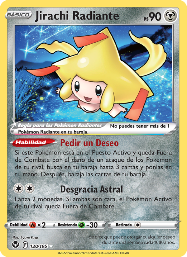 Jirachi Radiante 120 — Tempestad Plateada (Spanish Pokémon TCG card)