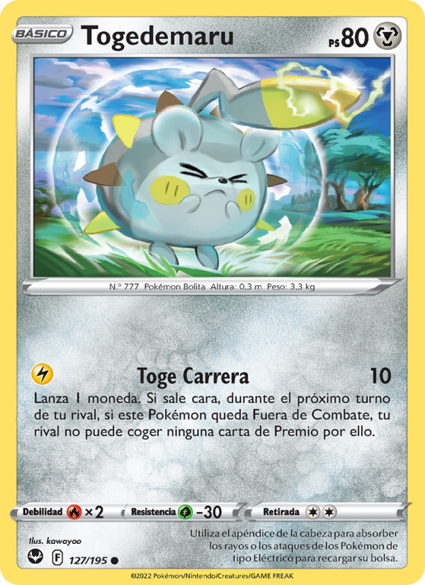 Togedemaru 127 — Tempestad Plateada (Spanish Pokémon TCG card)