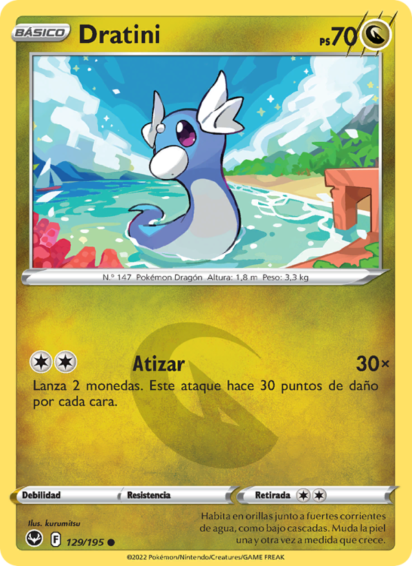 Dratini 129 — Tempestad Plateada (Spanish Pokémon TCG card)