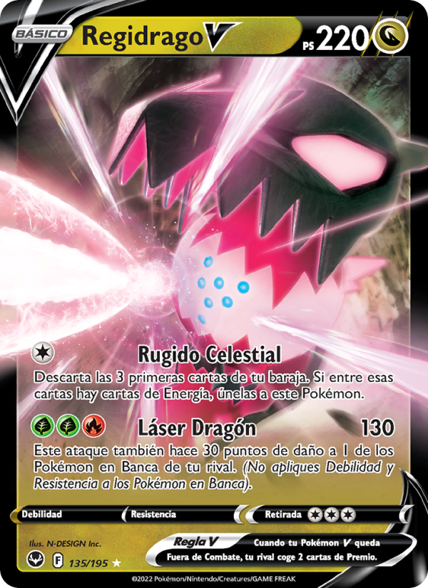 Regidrago V 135 — Tempestad Plateada (Spanish Pokémon TCG card)