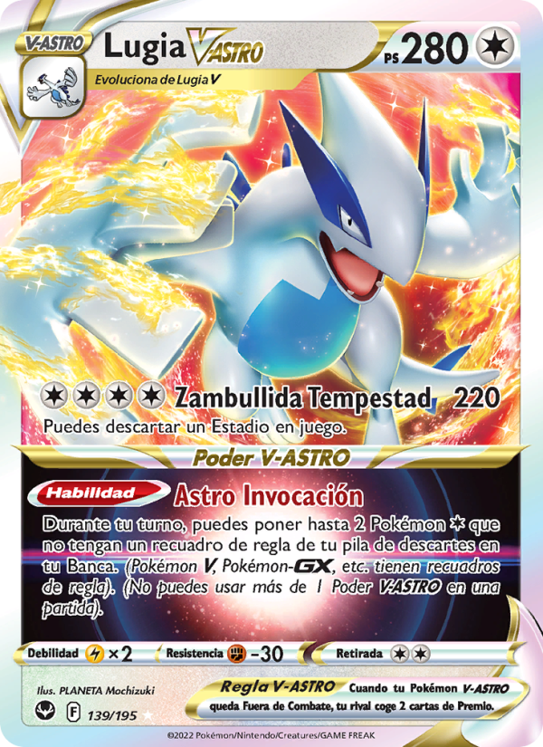 Lugia V-ASTRO 139 — Tempestad Plateada (Spanish Pokémon TCG card)