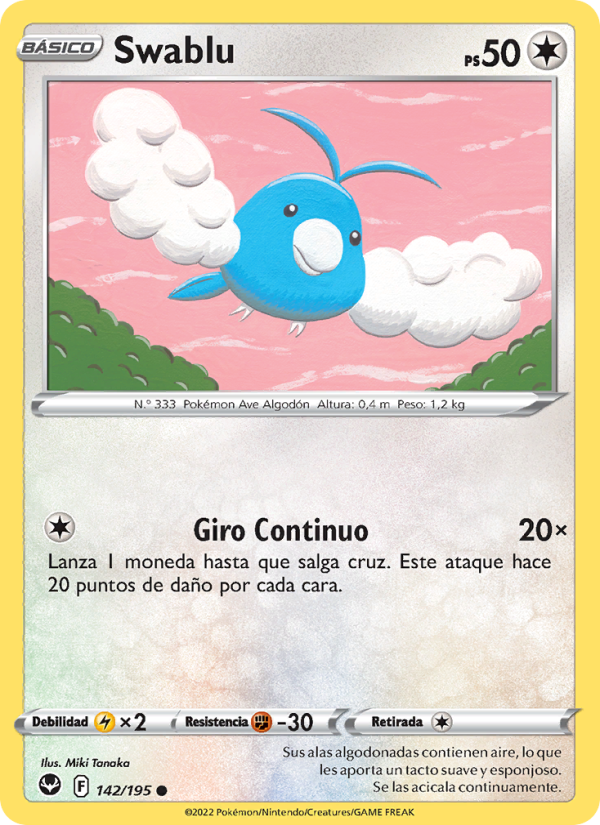 Swablu 142 — Tempestad Plateada (Spanish Pokémon TCG card)