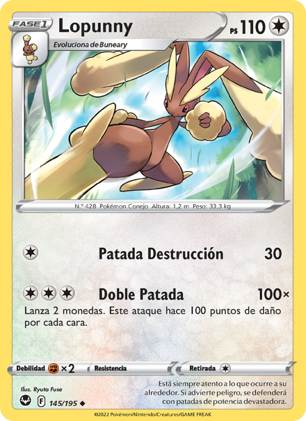 Lopunny 145 — Tempestad Plateada (Spanish Pokémon TCG card)