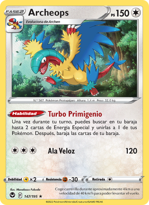Archeops 147 — Tempestad Plateada (Spanish Pokémon TCG card)