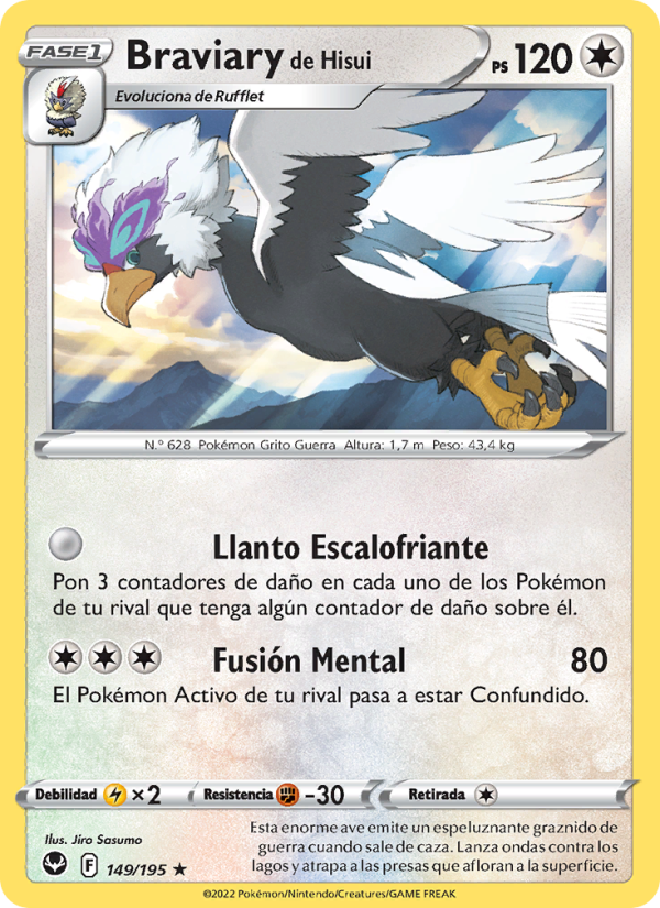 Braviary de Hisui 149 — Tempestad Plateada (Spanish Pokémon TCG card)