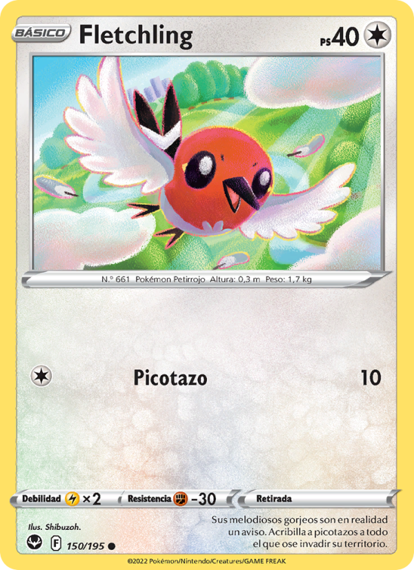 Fletchling 150 — Tempestad Plateada (Spanish Pokémon TCG card)