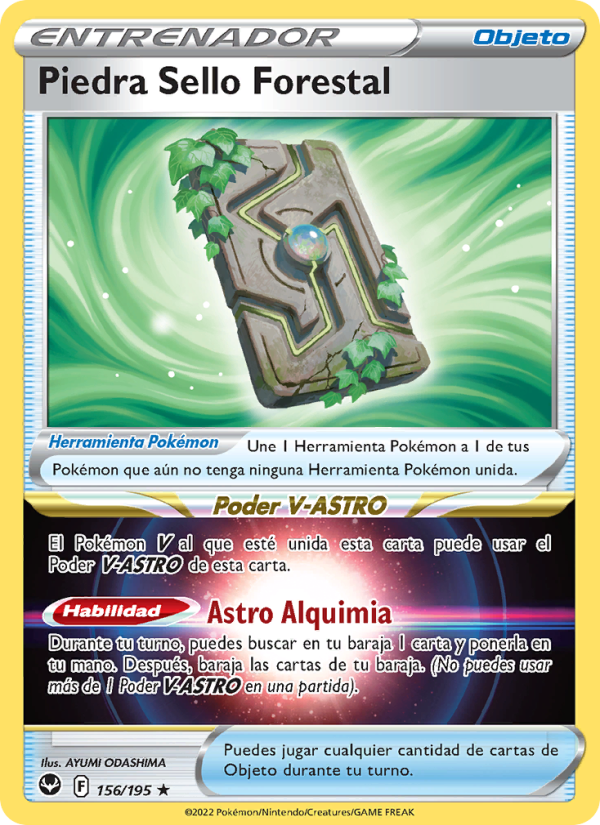 Piedra Sello Forestal 156 — Tempestad Plateada (Spanish Pokémon TCG card)