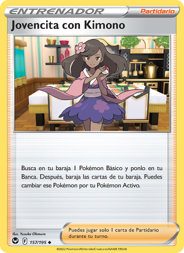Jovencita con Kimono 157 — Tempestad Plateada (Spanish Pokémon TCG card)