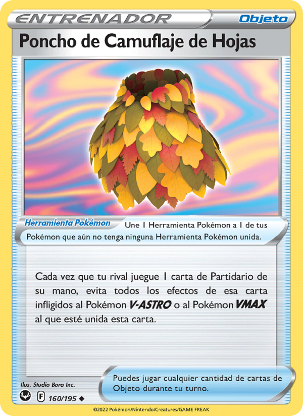 Poncho de Camuflaje de Hojas 160 — Tempestad Plateada (Spanish Pokémon TCG card)