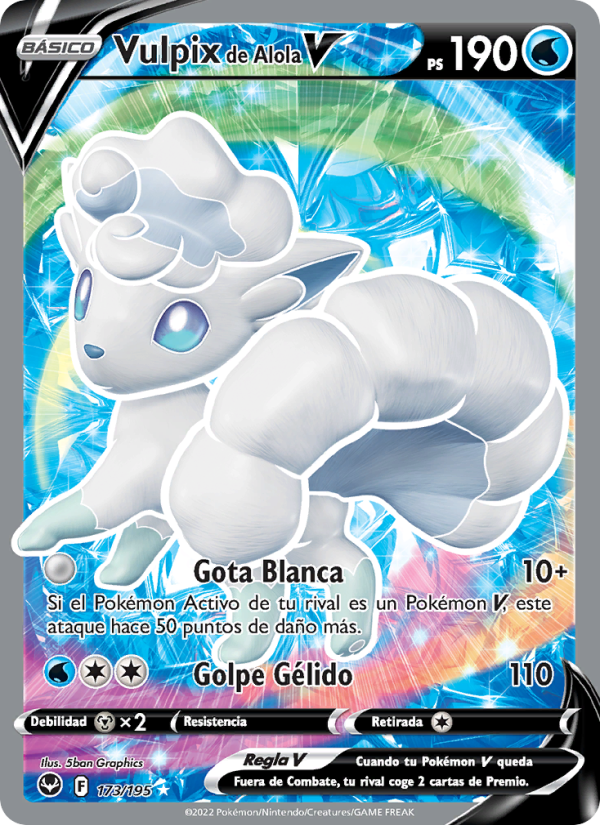 Vulpix de Alola V 173 — Tempestad Plateada (Spanish Pokémon TCG card)