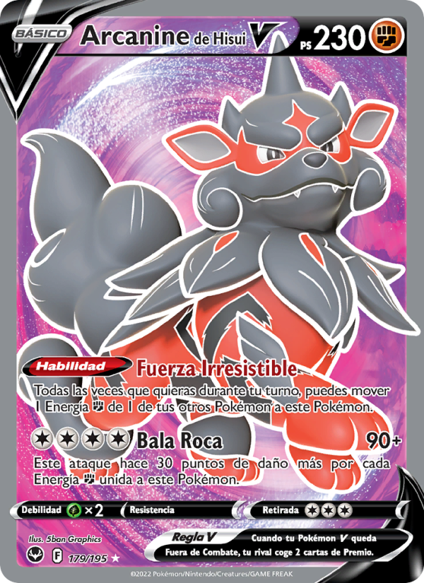 Arcanine de Hisui V 179 — Tempestad Plateada (Spanish Pokémon TCG card)