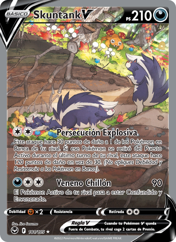 Skuntank V 181 — Tempestad Plateada (Spanish Pokémon TCG card)