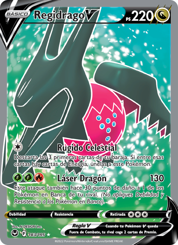 Regidrago V 183 — Tempestad Plateada (Spanish Pokémon TCG card)