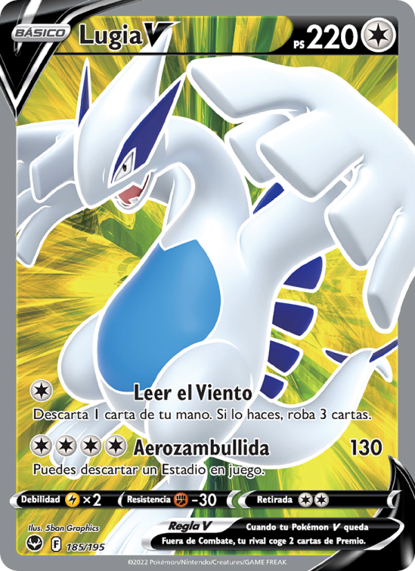 Lugia V 185 — Tempestad Plateada (Spanish Pokémon TCG card)