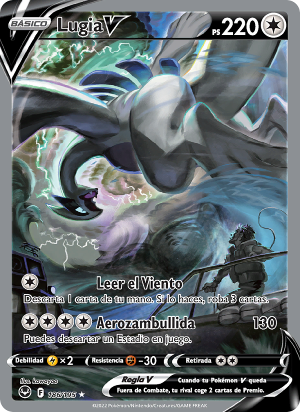 Lugia V 186 — Tempestad Plateada (Spanish Pokémon TCG card)