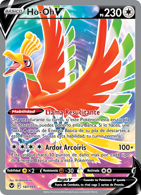 Ho-Oh V 187 — Tempestad Plateada (Spanish Pokémon TCG card)