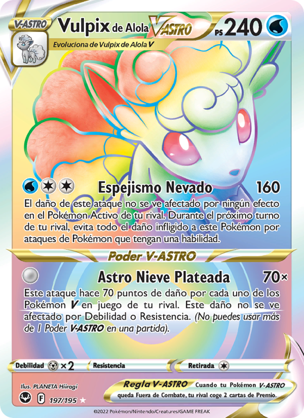 Vulpix de Alola V-ASTRO 197 — Tempestad Plateada (Spanish Pokémon TCG card)