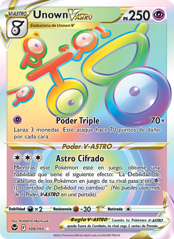 Unown V-ASTRO 199 — Tempestad Plateada (Spanish Pokémon TCG card)