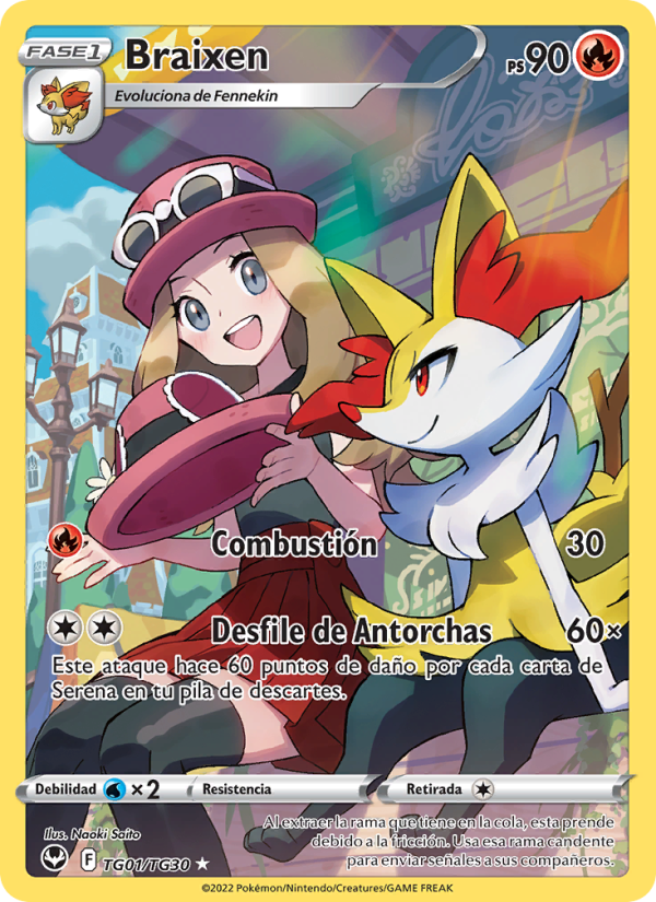 Braixen TG01 — Tempestad Plateada (Spanish Pokémon TCG card)