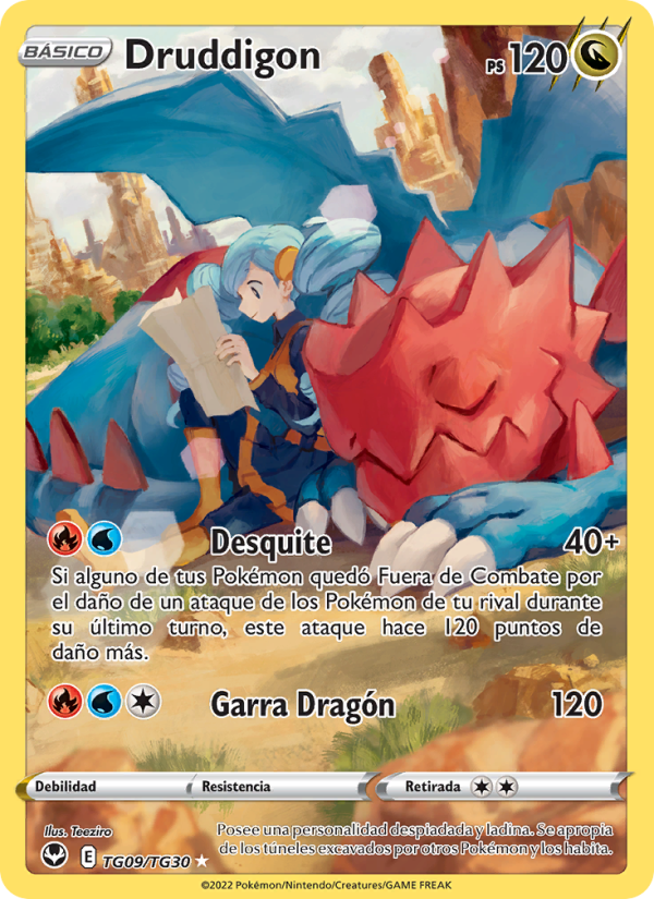 Druddigon TG09 — Tempestad Plateada (Spanish Pokémon TCG card)