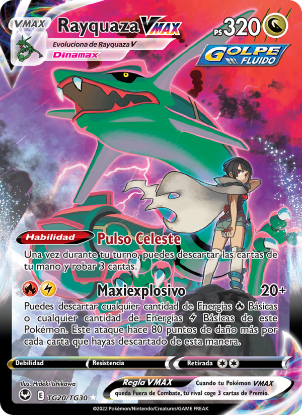 Rayquaza VMAX TG20 — Tempestad Plateada (Spanish Pokémon TCG card)