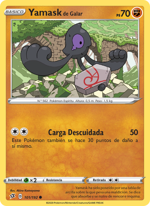 Yamask de Galar 101 — Choque Rebelde (Spanish Pokémon TCG card)