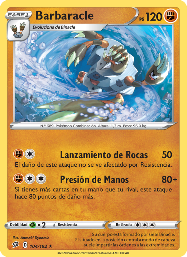 Barbaracle 104 — Choque Rebelde (Spanish Pokémon TCG card)