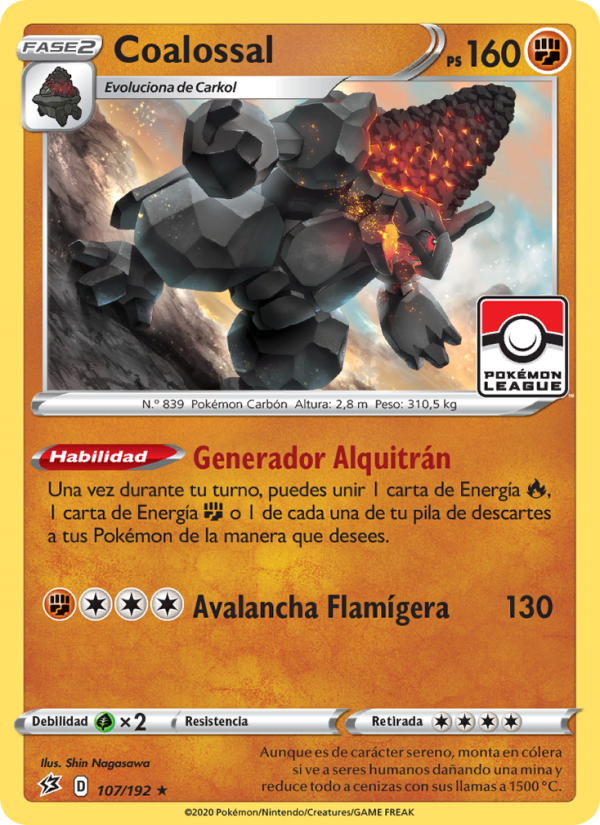 Coalossal 107 — Choque Rebelde (Spanish Pokémon TCG card)