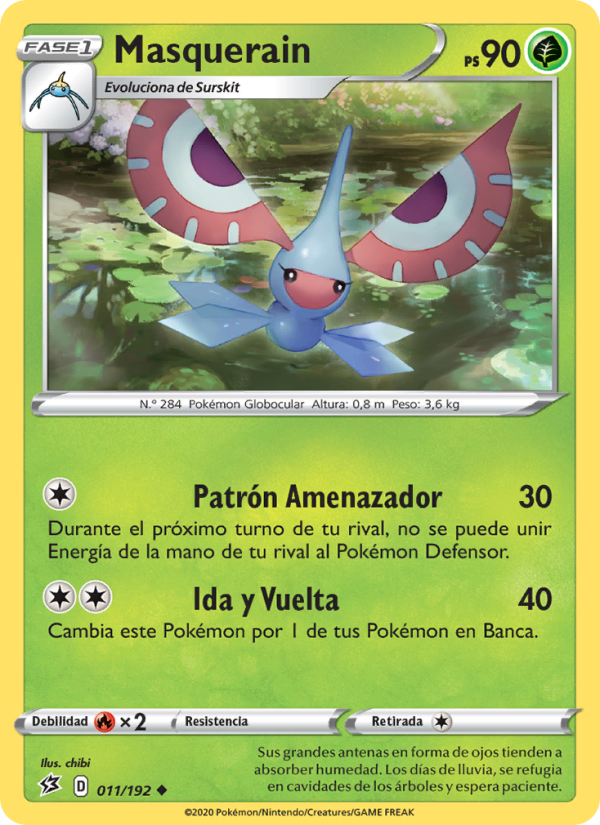 Masquerain 11 — Choque Rebelde (Spanish Pokémon TCG card)