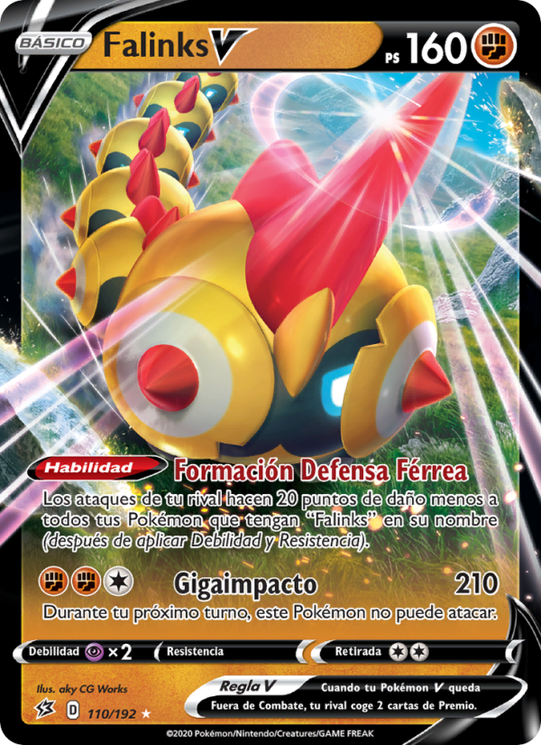 Falinks V 110 — Choque Rebelde (Spanish Pokémon TCG card)