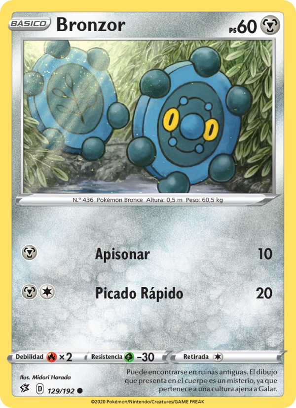 Bronzor 129 — Choque Rebelde (Spanish Pokémon TCG card)
