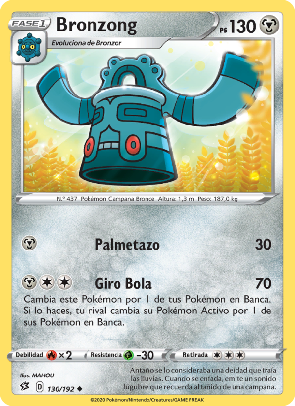 Bronzong 130 — Choque Rebelde (Spanish Pokémon TCG card)