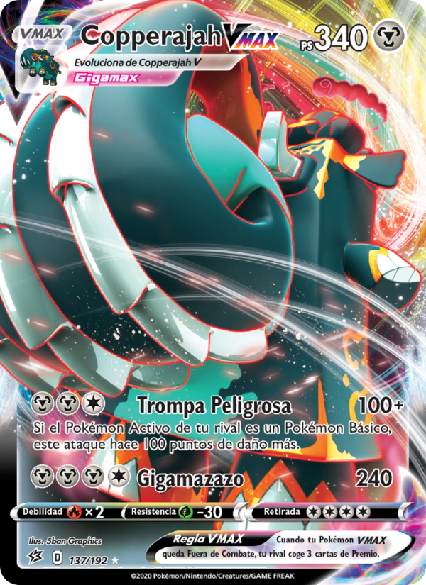 Copperajah VMAX 137 — Choque Rebelde (Spanish Pokémon TCG card)