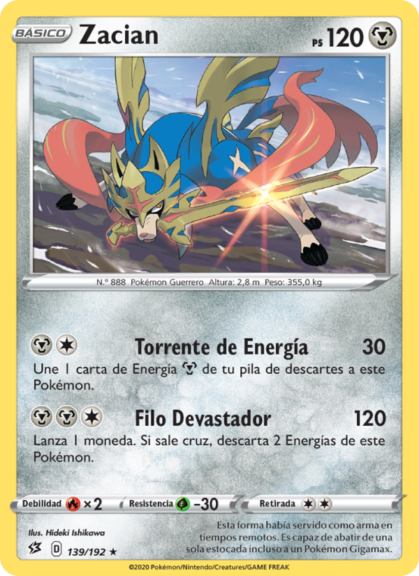 Zacian 139 — Choque Rebelde (Spanish Pokémon TCG card)