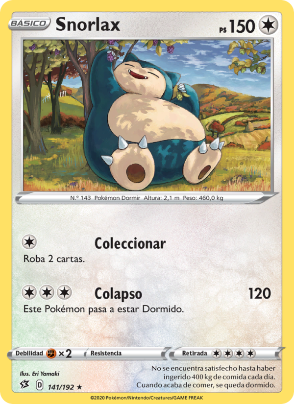 Snorlax 141 — Choque Rebelde (Spanish Pokémon TCG card)