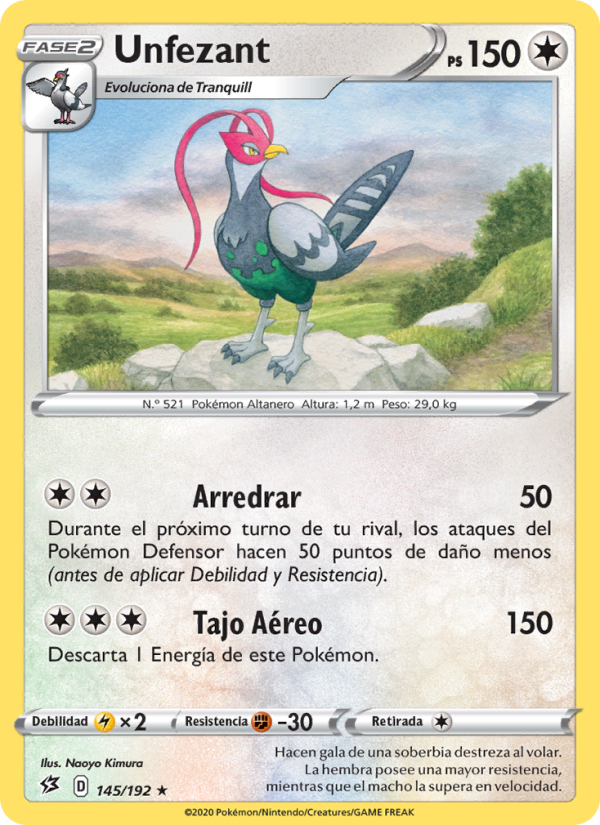Unfezant 145 — Choque Rebelde (Spanish Pokémon TCG card)