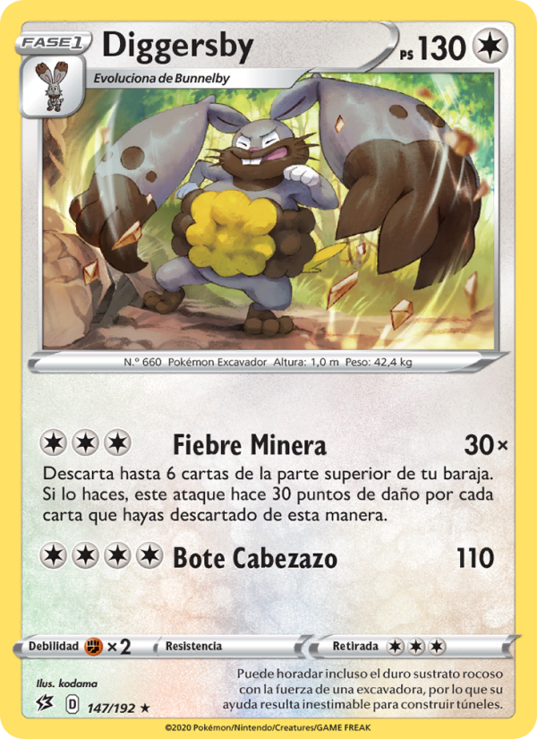 Diggersby 147 — Choque Rebelde (Spanish Pokémon TCG card)