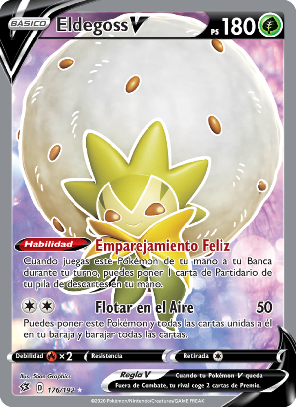 Eldegoss V 176 — Choque Rebelde (Spanish Pokémon TCG card)
