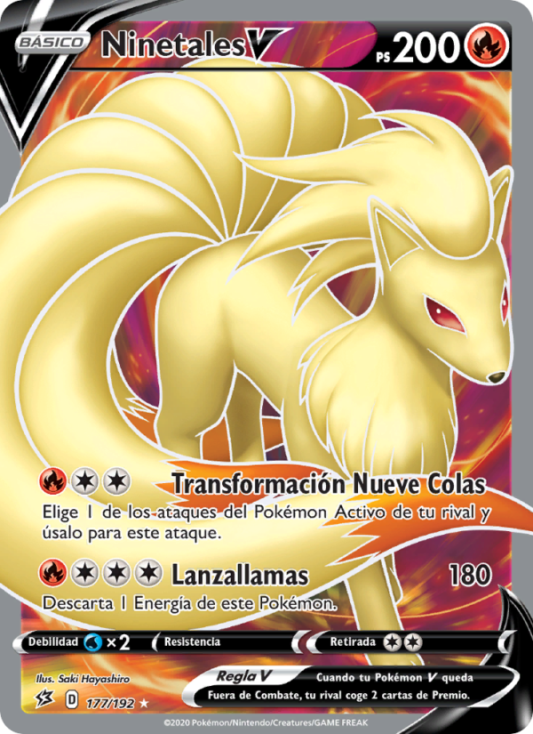 Ninetales V 177 — Choque Rebelde (Spanish Pokémon TCG card)