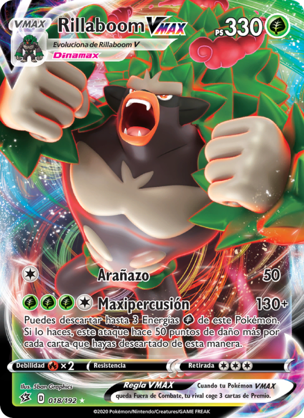 Rillaboom VMAX 18 — Choque Rebelde (Spanish Pokémon TCG card)