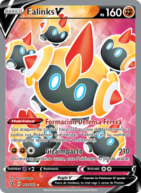 Falinks V 185 — Choque Rebelde (Spanish Pokémon TCG card)
