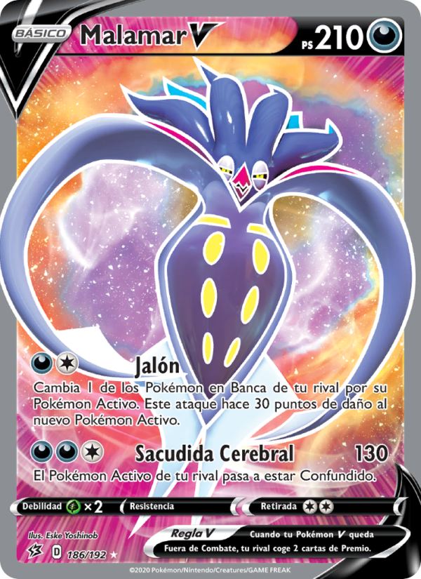 Malamar V 186 — Choque Rebelde (Spanish Pokémon TCG card)