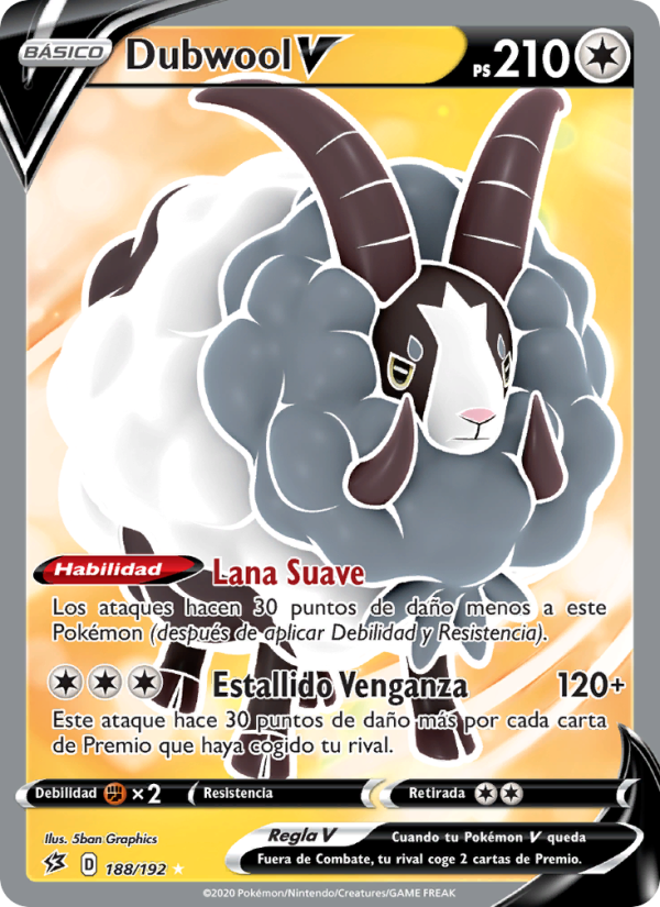 Dubwool V 188 — Choque Rebelde (Spanish Pokémon TCG card)
